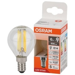 Лампа светодиодная филаментная Osram LED Star E14 4000К 6 Вт 806 Лм 220-240 В шар прозрачная - фото 3