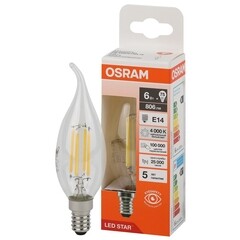 Лампа светодиодная филаментная Osram LED Star E14 4000К 6 Вт 806 Лм 220-240 В свеча на ветру прозрачная - фото 2