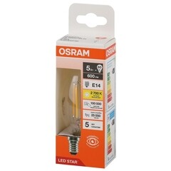 Лампа светодиодная филаментная Osram LED Star E14 2700К 5 Вт 600 Лм 220-240 В свеча на ветру прозрачная - фото 3