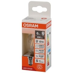 Лампа светодиодная филаментная Osram LED Star E14 4000К 6 Вт 806 Лм 220-240 В свеча прозрачная - фото 3