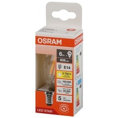 Лампа светодиодная филаментная Osram LED Star E14 2700К 6 Вт 806 Лм 220-240 В свеча прозрачная - фото 3