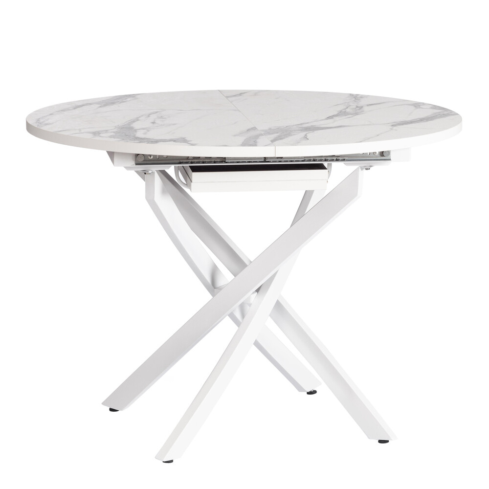 

Стол кухонный раздвижной круглый d1 м мрамор светлый/черный Manzana (19729)