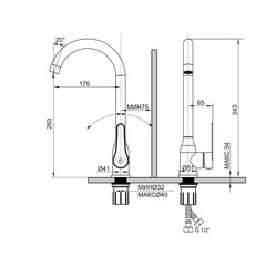 Смеситель для кухни ARGOtech Slot графит с высоким изливом однорычажный (35-03 SLOT gun grey) - фото 2