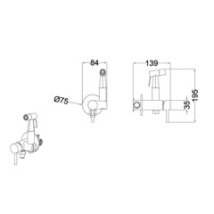 Смеситель с гигиеническим душем встраиваемый ARGOtech Stick со скрытой частью в комплекте графит (25-07/1 STICK-W gun grey) - фото 2