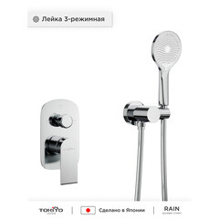 Душевая система Tokito Rain встраиваемая с верхним душем с лейкой со смесителем хром (TOK-RAI-1020) - фото 6