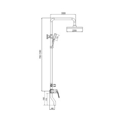 Душевая система РМС с верхним душем с лейкой с изливом черная (PL7BL-009DK) - фото 2