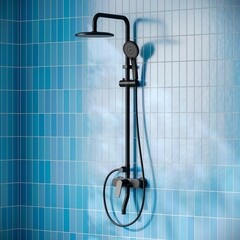 Душевая система РМС с верхним душем с лейкой с изливом черная (PL7BL-009DK) - фото 4