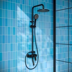 Душевая система РМС с верхним душем с лейкой с изливом черная (PL7BL-009DK) - фото 3