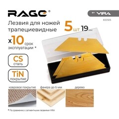 Лезвие для ножа Rage by Vira 19 мм трапециевидное (5 шт.) титановое покрытие - фото 2