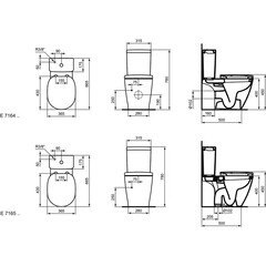 Унитаз-компакт Ideal Standard Connect с горизонтальным выпуском с сиденьем дюропласт микролифт белый (E716401) - фото 3