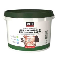 Краска водно-дисперсионная VGT Белоснежная моющаяся 3 кг