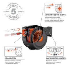 Катушка с поливочным шлангом 15 м Daewoo пластиковая настенная автоматическая (DWR 3015) - фото 12