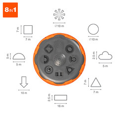 Дождеватель 1х1/2х5/8х3/4 Daewoo 8в1 пластиковый статический 8 режимов (DWS 1018) - фото 10