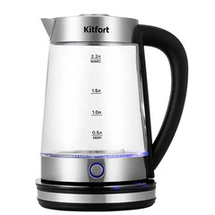 Чайник электрический KitFort КТ-6764, 2.2л, стекло/металл/пластик