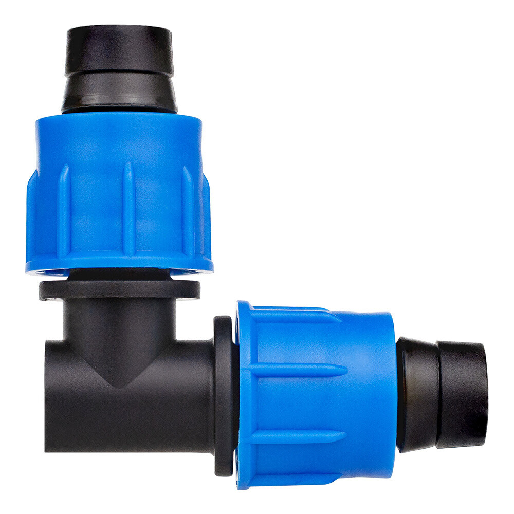 Изображение товара Соединитель для капельной трубки уголок 16 мм зажимной MasterProf пластиковый (ДС.060088)