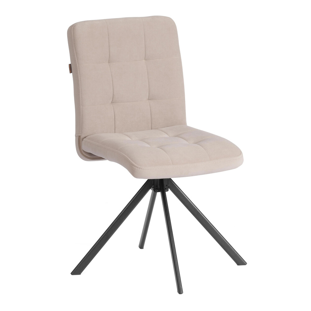 Изображение товара Стул крутящийся Medeo бежевый с поворотным механизмом и велюровой обивкой