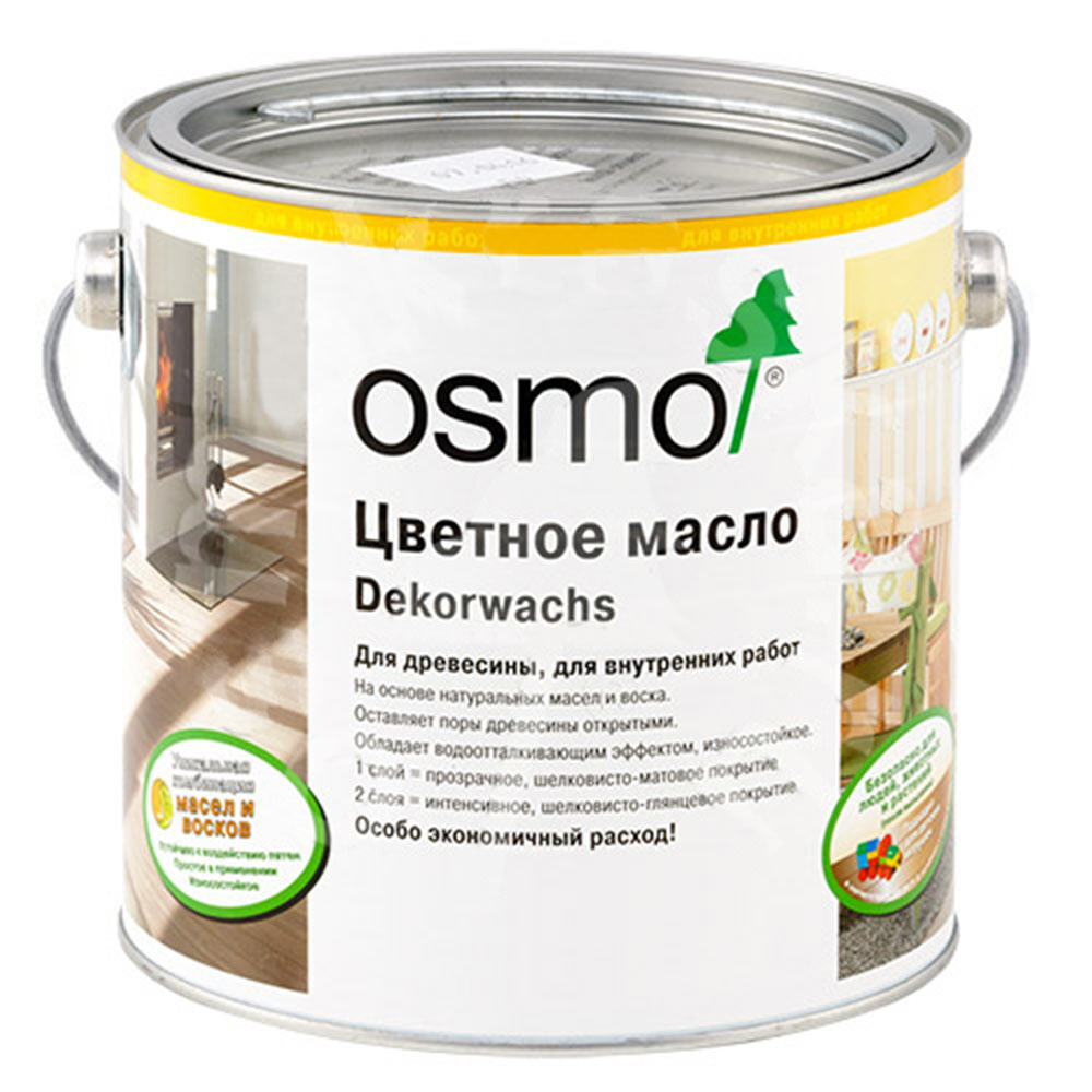Изображение товара Масло Osmo Dekorwachs Transparente Tone для дерева белое матовое 2,5 л Германия