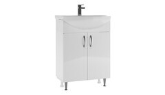 Комплект тумба с раковиной Айсберг Нева 60 см напольная белая (УПП00040336/1.WH11.0.246) - фото 1