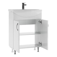 Комплект тумба с раковиной Айсберг Нева 60 см напольная белая (УПП00040336/1.WH11.0.246) - фото 5