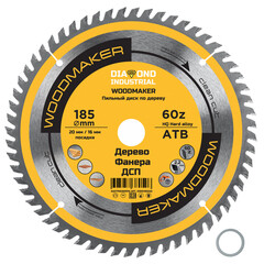 Диск пильный по дереву Diamond Industrial WoodMaker 185х20х2,2 мм 60 зубьев (DIDD185Z60) - фото 1