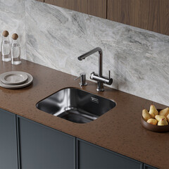 Мойка для кухни Omoikiri Omi 44,5х44,5х18 см врезная с сифоном сталь (4993494) - фото 7