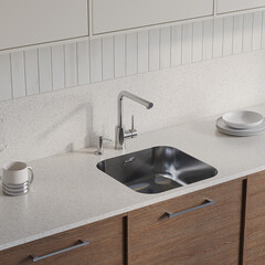 Мойка для кухни Omoikiri Omi 44,5х44,5х18 см врезная с сифоном сталь (4993494) - фото 6
