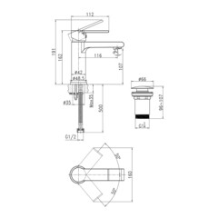 Смеситель для раковины Cersanit Brasko Black однорычажный с донным клапаном черный (63107) - фото 2