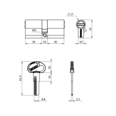 Цилиндр Fuaro D-PRO 70 35х35 мм ключ/ключ черный - фото 2