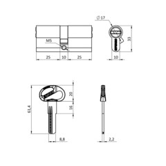 Цилиндр Fuaro D-PRO 60 30х30 мм ключ/ключ черный - фото 2