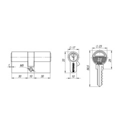 Цилиндр Fuaro 100 ZA 70 35х35 мм ключ/ключ черный - фото 2