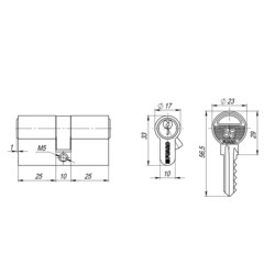 Цилиндр Fuaro 100 ZA 60 30х30 мм ключ/ключ черный - фото 2