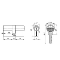 Цилиндр Fuaro 100 ZA 80 40х40 мм ключ/ключ хром - фото 2