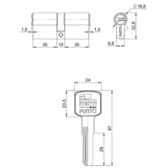 Цилиндр Punto Z300 80 40х40 мм ключ/ключ хром - фото 2