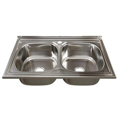 Мойка для кухни Mixline 80х50х18 см накладная с двумя чашами с сифоном сталь (530528) - фото 1