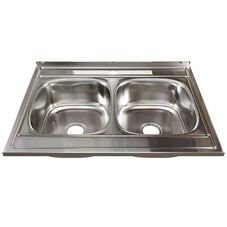 Мойка для кухни Mixline 80х60х18 см накладная с двумя чашами с сифоном сталь (528171)
