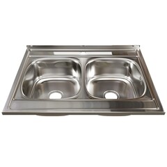 Мойка для кухни Mixline 80х60х18 см накладная с двумя чашами с сифоном сталь (528171) - фото 1
