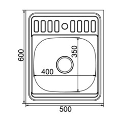 Мойка для кухни Mixline 60х60х18 см накладная с крылом с сифоном сталь (527975) - фото 2