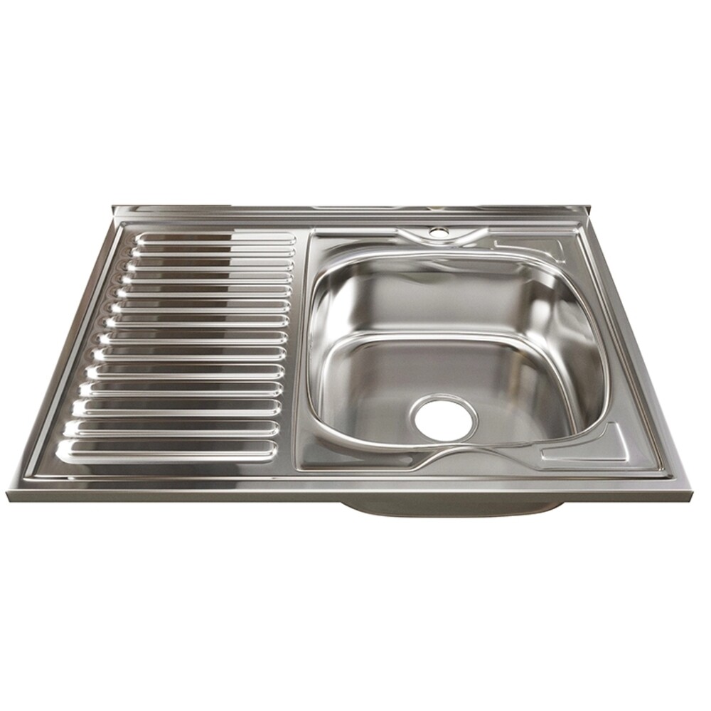 Мойка для кухни Mixline 60х60х18 см накладная правая с крылом с сифоном сталь (528181)