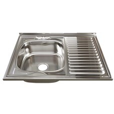 Мойка для кухни Mixline 80х60х18 см накладная левая с крылом с сифоном сталь (528180)