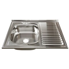 Мойка для кухни Mixline 60х60х18 см накладная левая с крылом с сифоном сталь (528180) - фото 1