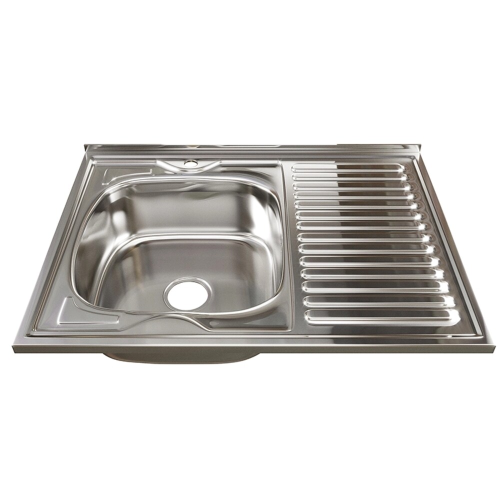 Мойка для кухни Mixline 60х60х18 см накладная левая с крылом с сифоном сталь (528180)