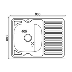 Мойка для кухни Mixline 60х60х18 см накладная левая с крылом с сифоном сталь (528180) - фото 2