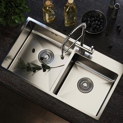 Мойка для кухни Mixline Pro 72х40х22 см врезная с сифоном сталь сатин (547240) - фото 3