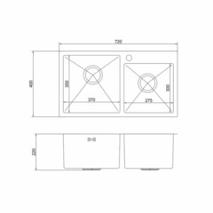 Мойка для кухни Mixline Pro 72х40х22 см врезная с сифоном сталь сатин (547240) - фото 2