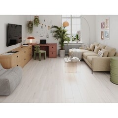 Ламинат 33 класс Эггер Хоум дуб крестон белый 1,745 кв.м 10 мм с фаской влагостойкий - фото 2