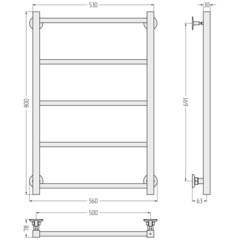 Полотенцесушитель водяной Сунержа ВСП-50 800х500 мм лесенка хром - фото 2