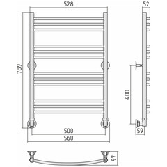 Полотенцесушитель водяной Сунержа ВСП-45 800х500 мм лесенка с боковым подключением 500 мм хром - фото 2