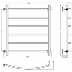 Полотенцесушитель водяной Сунержа ВСП-55 600х600 мм лесенка с боковым подключением 600 мм хром - фото 2