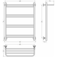 Полотенцесушитель водяной Сунержа ВСП-51П 800х600 мм лесенка с полкой черный - фото 3