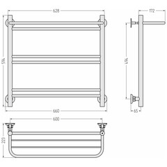 Полотенцесушитель водяной Сунержа ВСП-51П 600х600 мм лесенка с полкой белый - фото 2